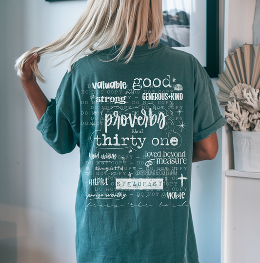 Proverbs Thirty One White Font DTF Transfer