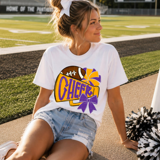 Purple Gold Cheer Megaphone Football DTF Transfer