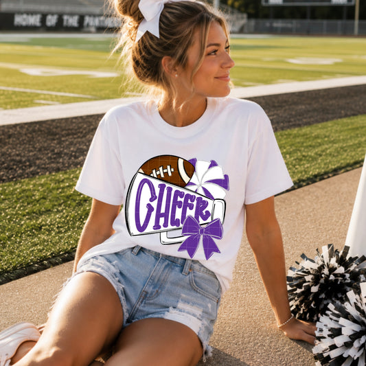 Purple White Cheer Megaphone Football DTF Transfer