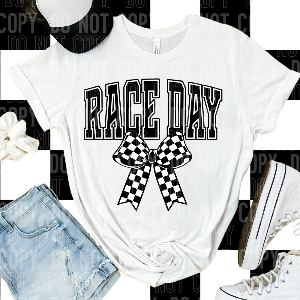 Race Day Checkered Bow DTF Transfer