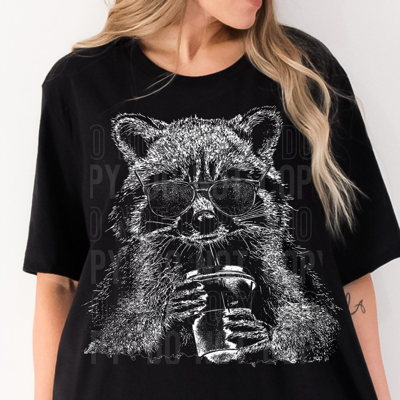 Racoon Drink Sketch DTF Transfer
