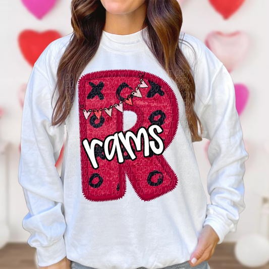 Rams Valentine School Spirit DTF Transfer