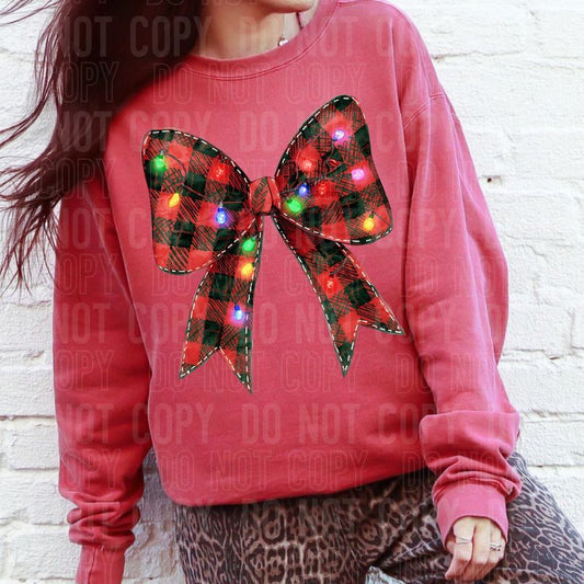 Red & Black Checkered Bow DTF Transfer
