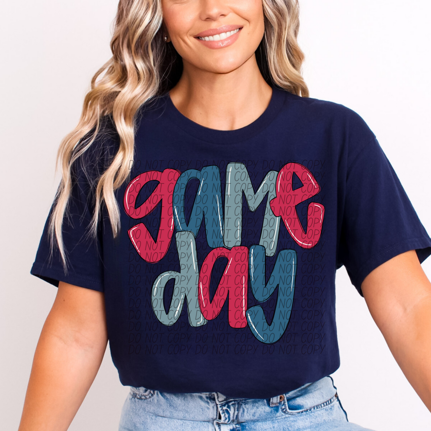 Red Blue Game Day DTF Transfer