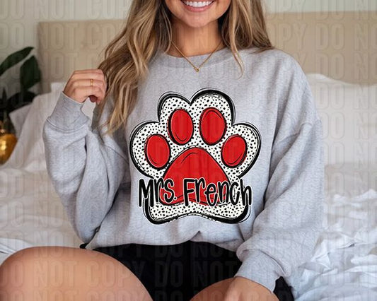Dalmatian Paw Print Custom Name/Mascot DTF Transfer
