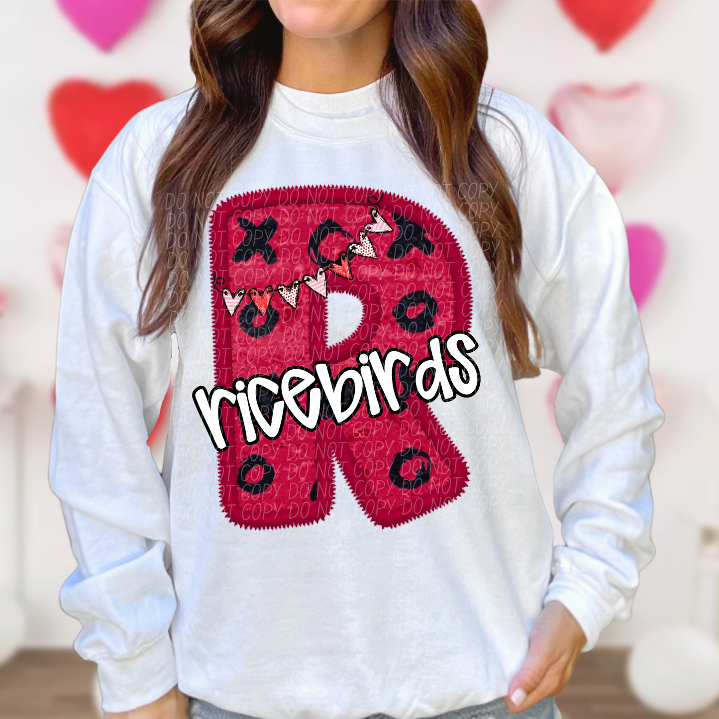 Rice Birds Valentine School Spirit DTF Transfer