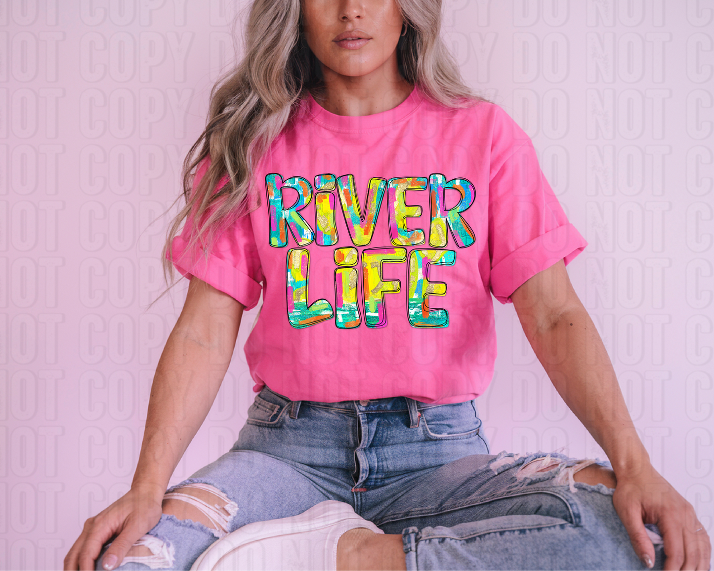 River Life Painted DTF Transfer