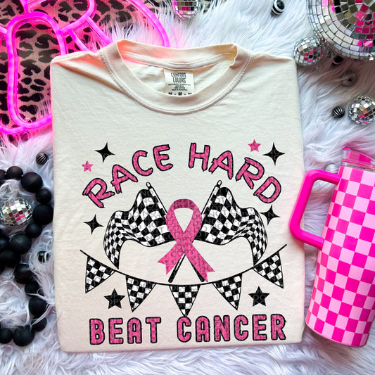 Race Hard Beat Cancer Pink DTF Transfer