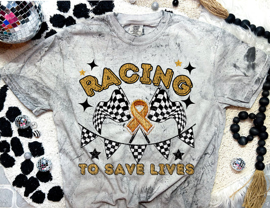 Racing To Save Lives Gold DTF Transfer