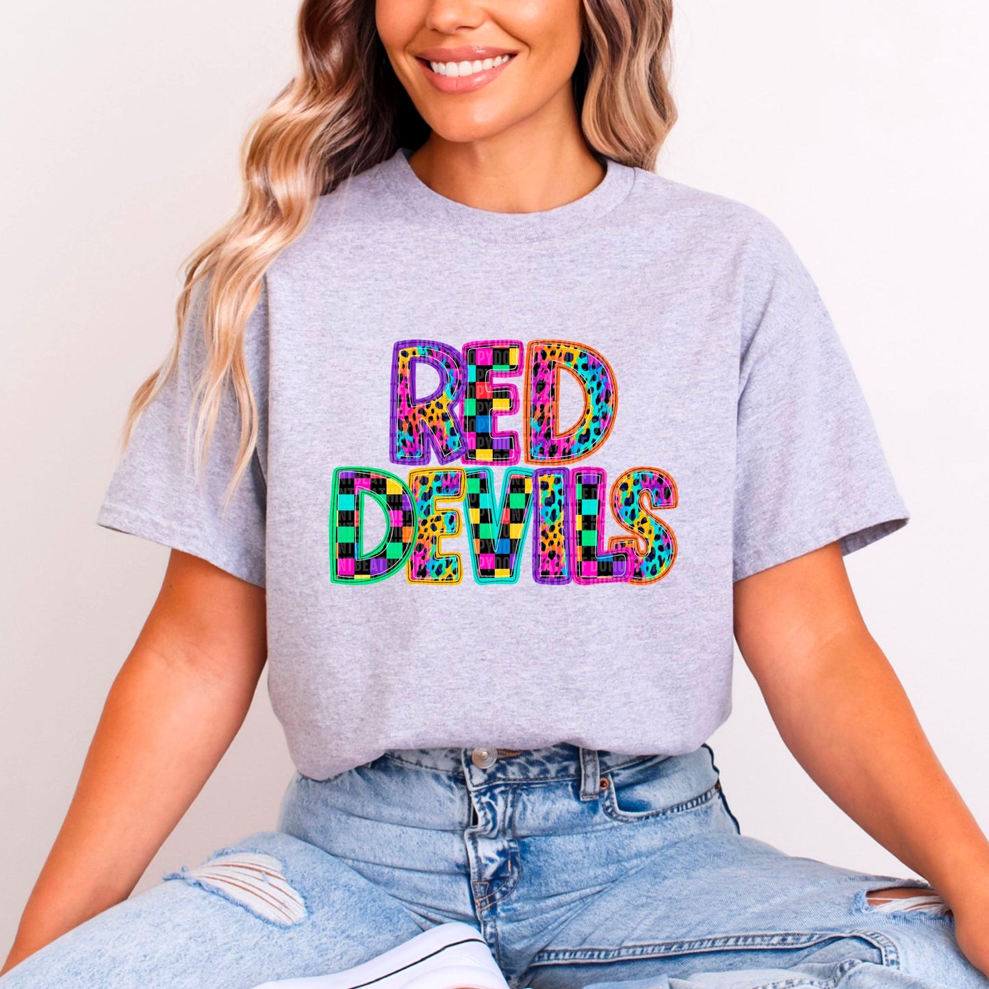 Red Devils Rainbow Mascot DTF Transfer