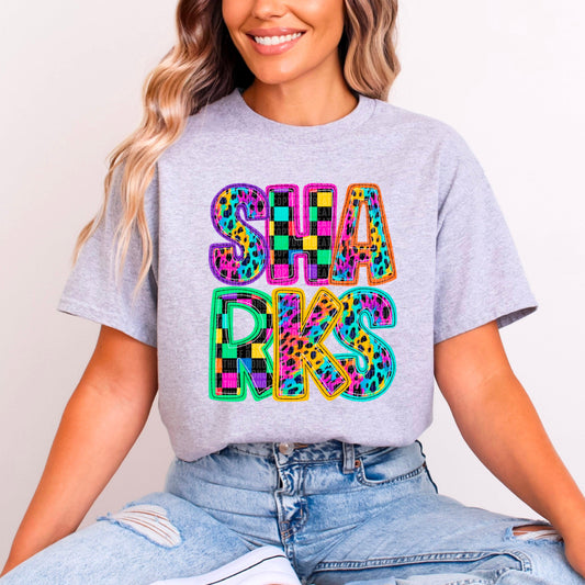 Sharks Rainbow Mascot DTF Transfer