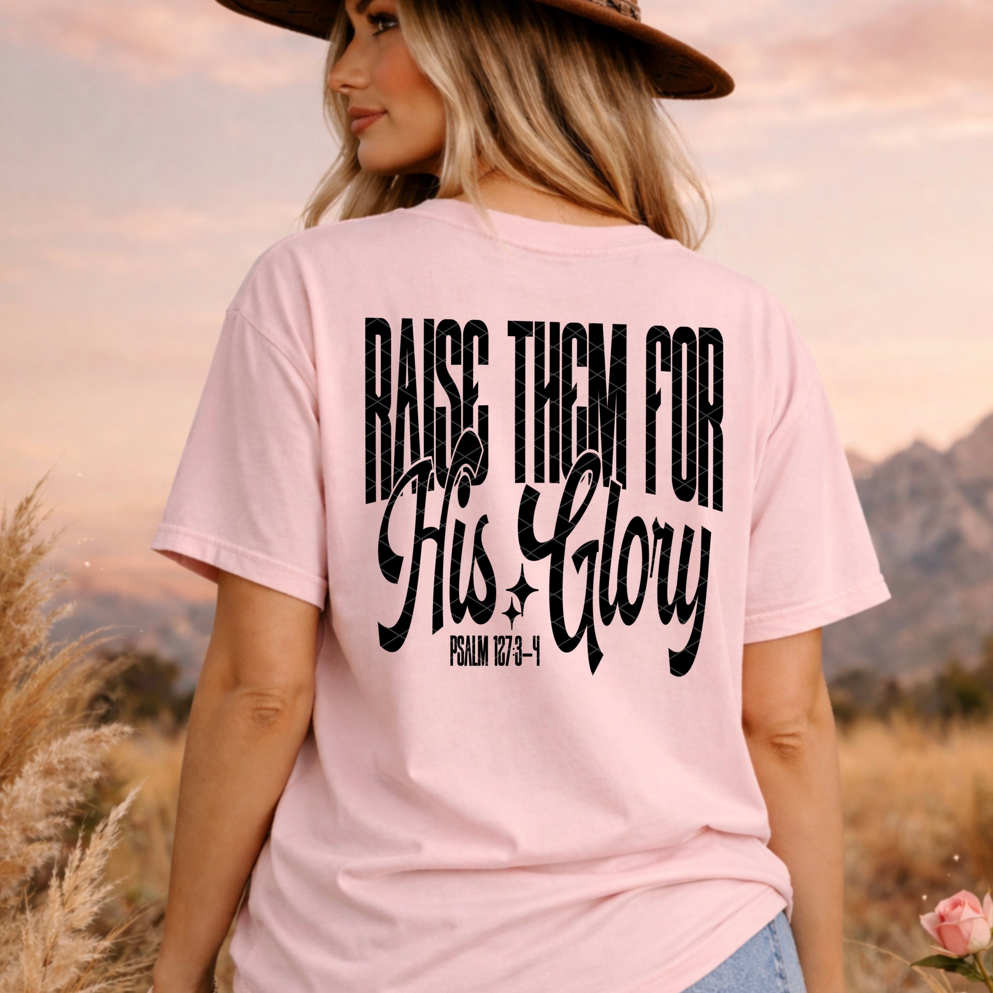 Raise Them For His Glory Black Font DTF Transfer