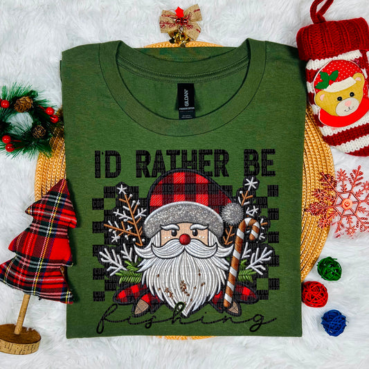 Rather Be Fishing Santa DTF Transfer