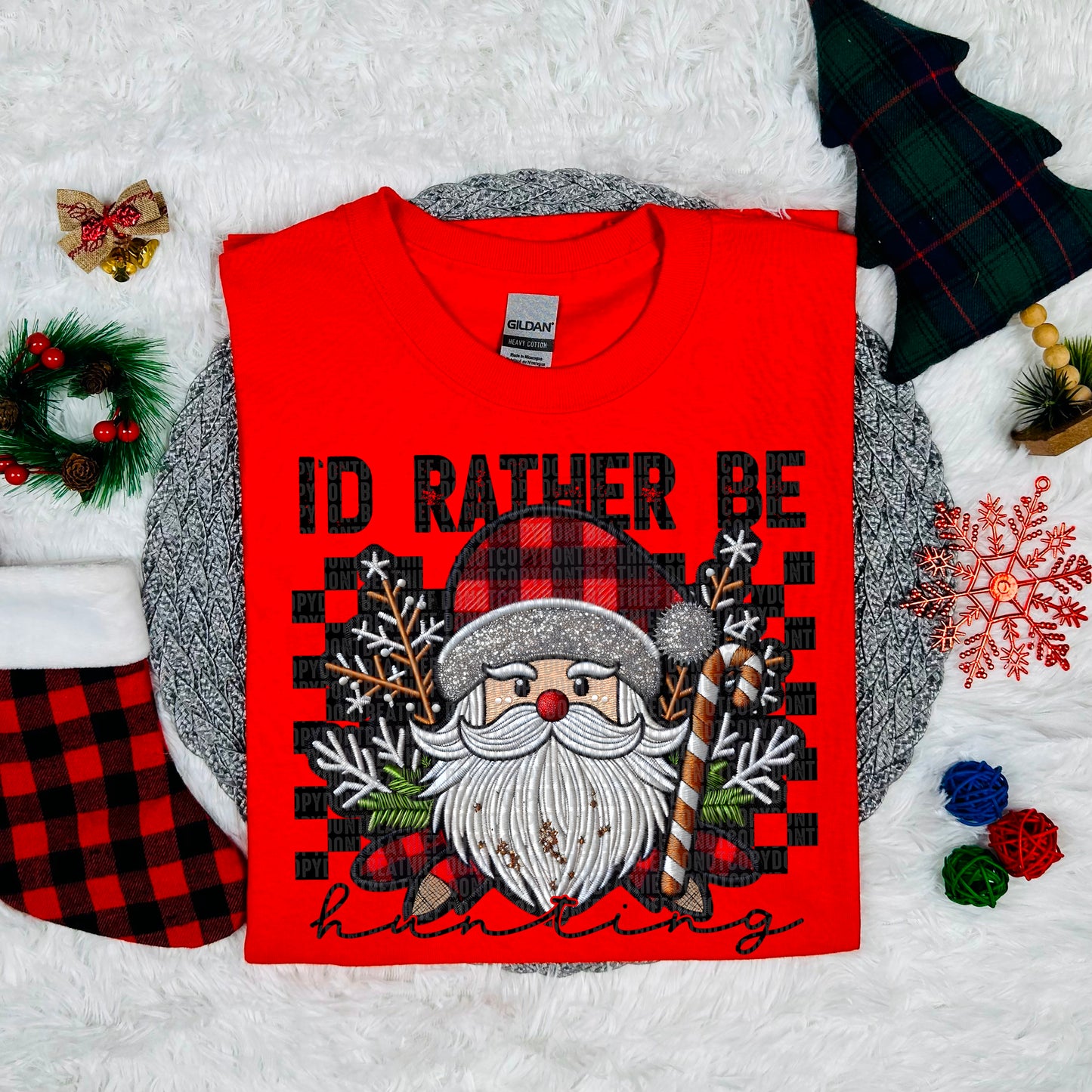 Rather Be Hunting Santa DTF Transfer