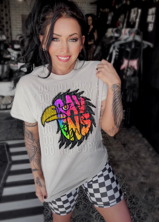 Ravens Glittery Colorful Mascots DTF Transfer