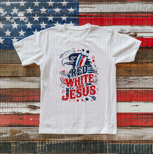 Red White And Jesus DTF Transfer
