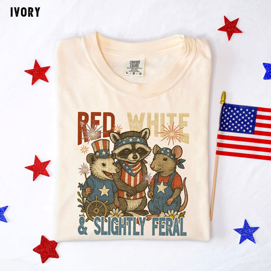 Red White And Slightly Feral DTF Transfer