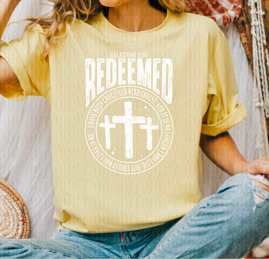 Redeemed White Font DTF Transfer