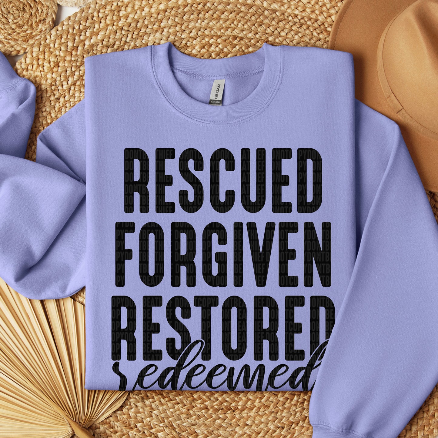 Rescued Forgiven Restored Redeemed Black DTF Transfer