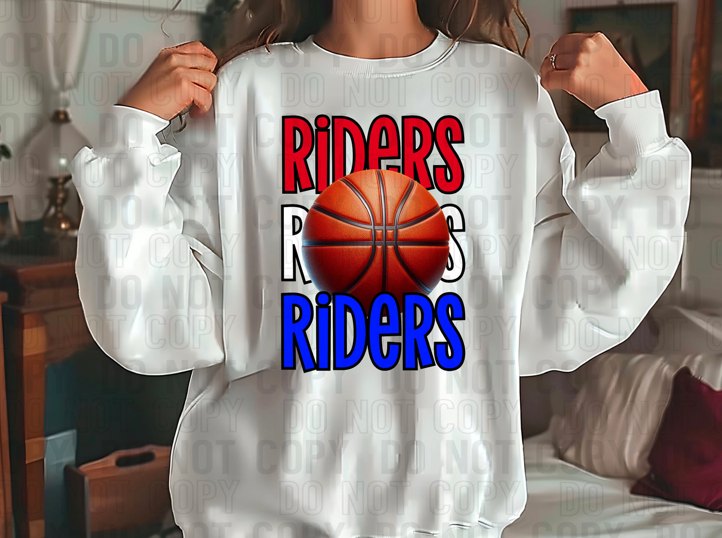 Riders Basketball Red White Blue DTF Transfer