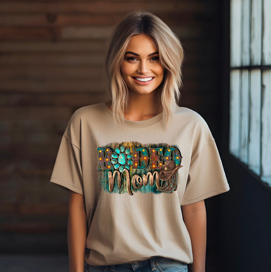 Rodeo Mom Rusted Turquoise DTF Transfer