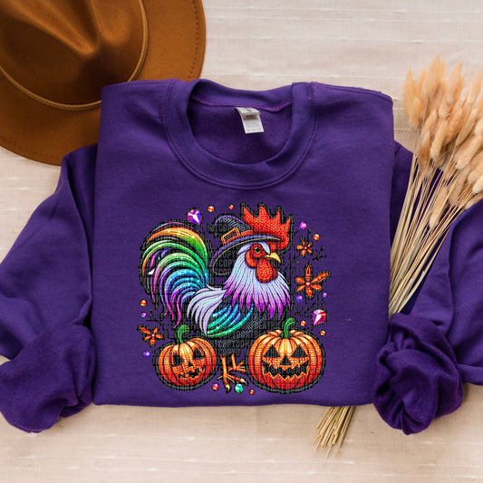 Rooster Halloween Sequined DTF Transfer