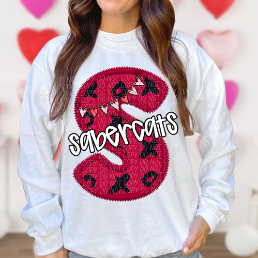 Sabercats Valentine School Spirit DTF Transfer