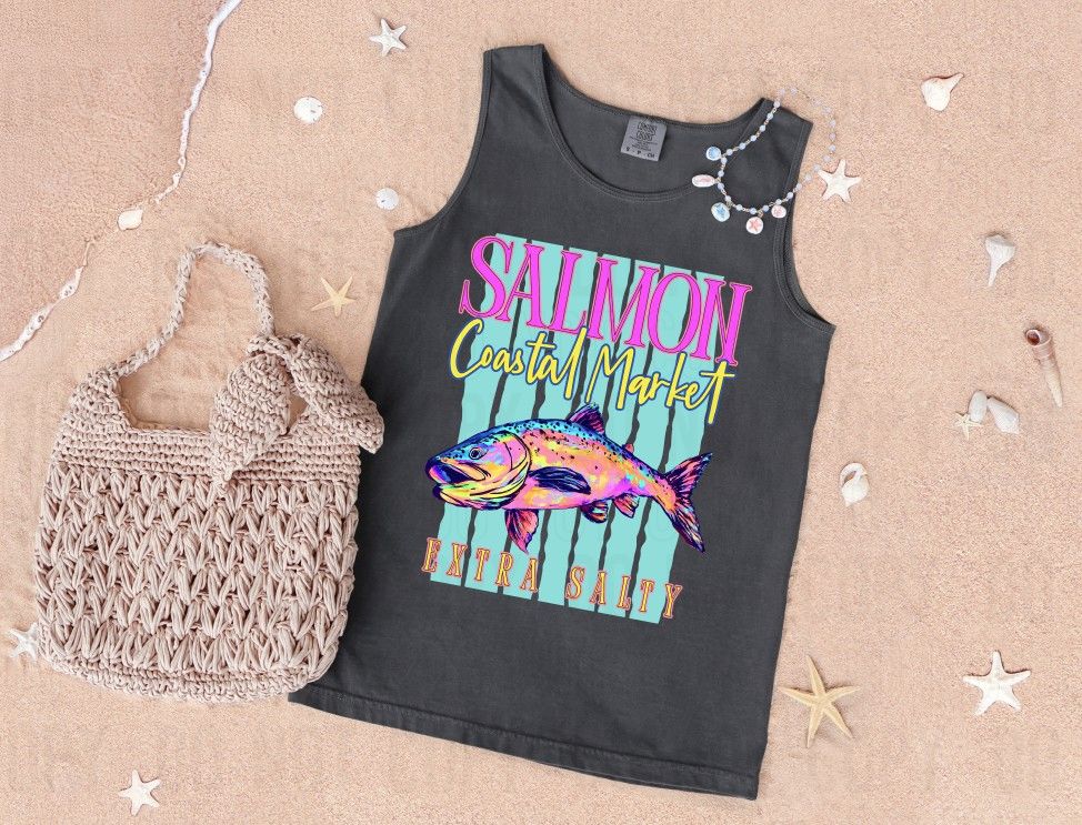 Salmon Coastal Market Extra Salty Stripes DTF Transfer