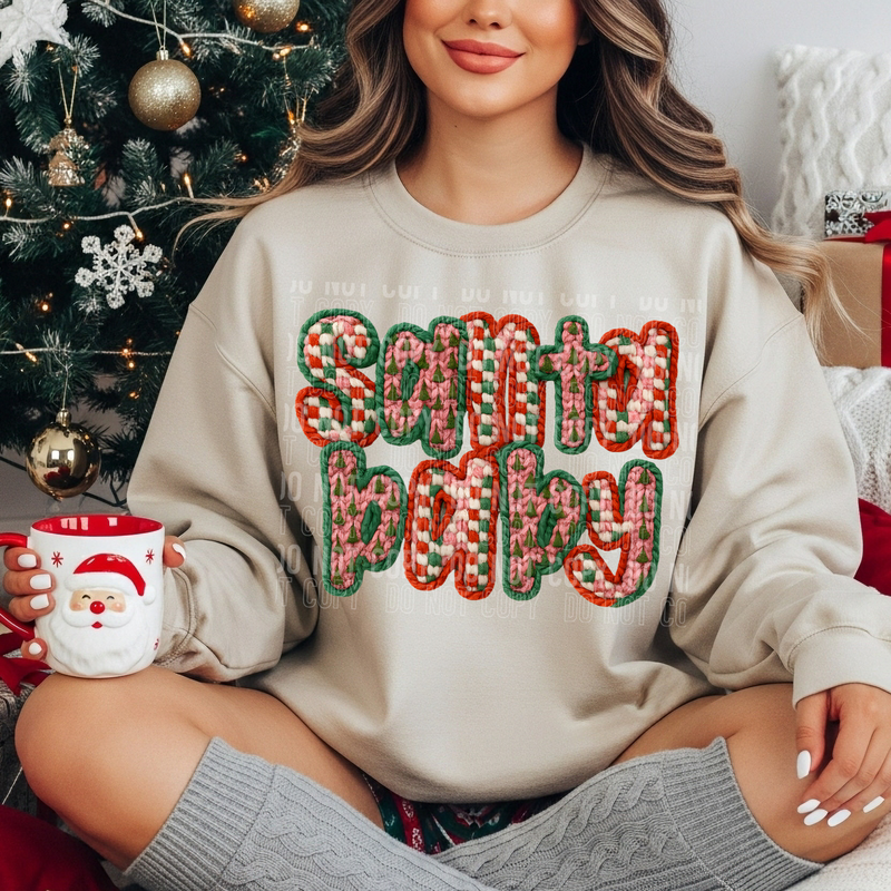 Santa Baby Yarn Faux DTF Transfer