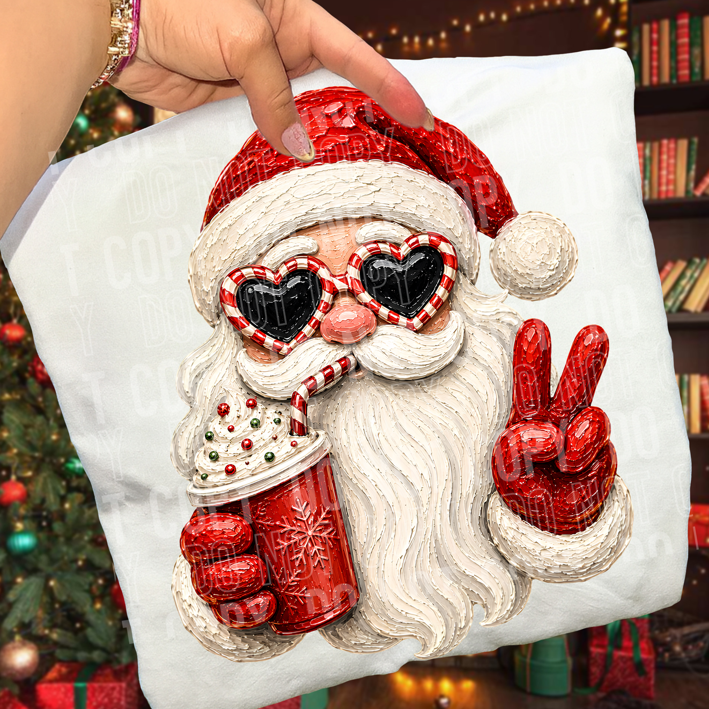 Santa Painted Faux DTF Transfer
