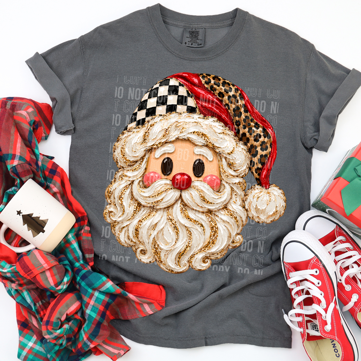 Santa Painted Faux DTF Transfer