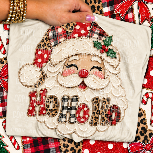 Santa HO HO HO Painted Faux DTF Transfer