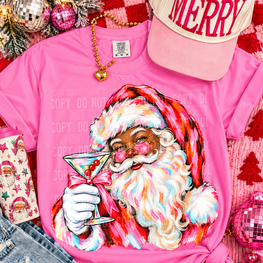 Santa Martini Dark DTF Transfer