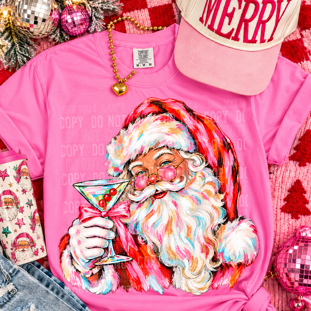 Santa Martini Light DTF Transfer