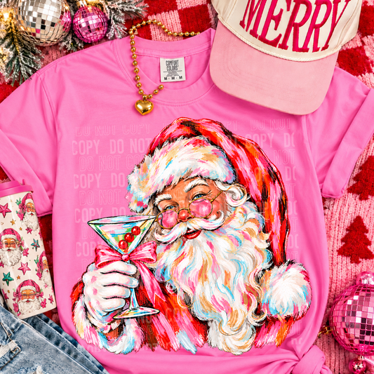 Santa Martini Light DTF Transfer