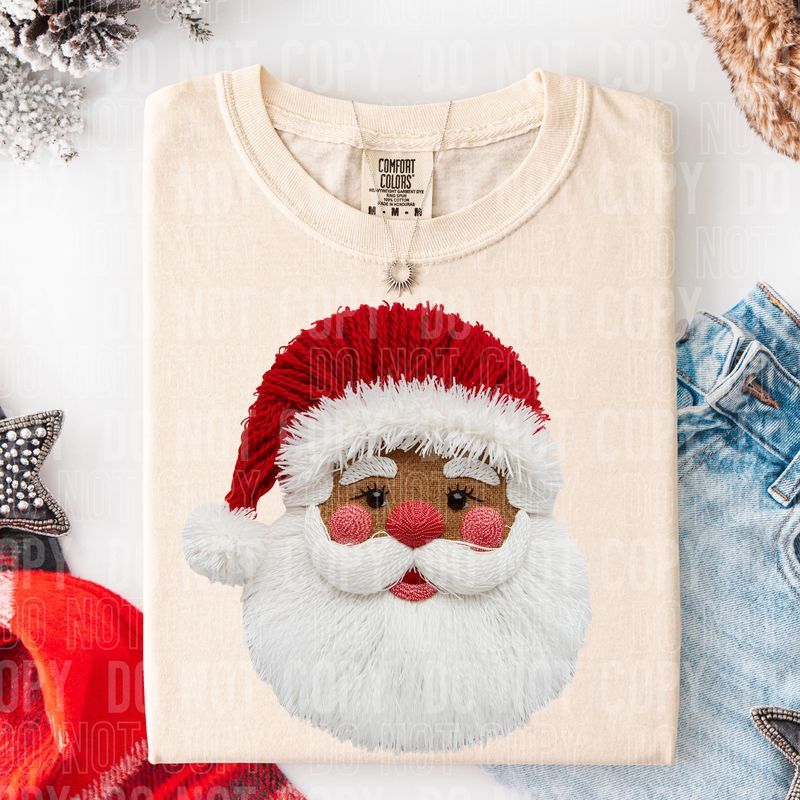Santa Dark Yarn Faux DTF Transfer