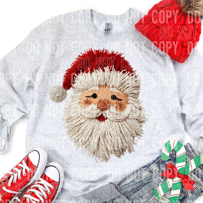 Santa String Yarn Faux DTF Transfer