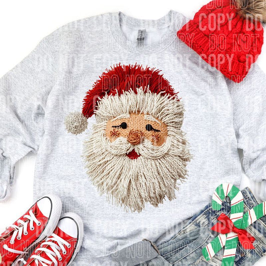 Santa String Yarn Faux DTF Transfer