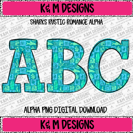 Sharks Rustic Romance Alpha PNG Set Digital Download