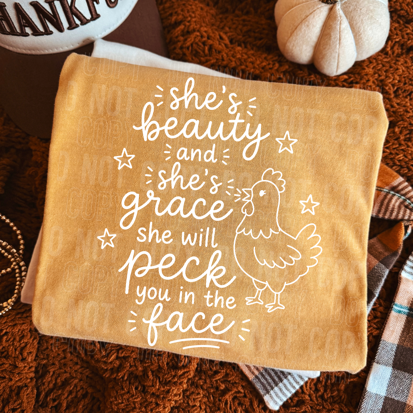 She's Beauty She's Grace White Font DTF Transfer