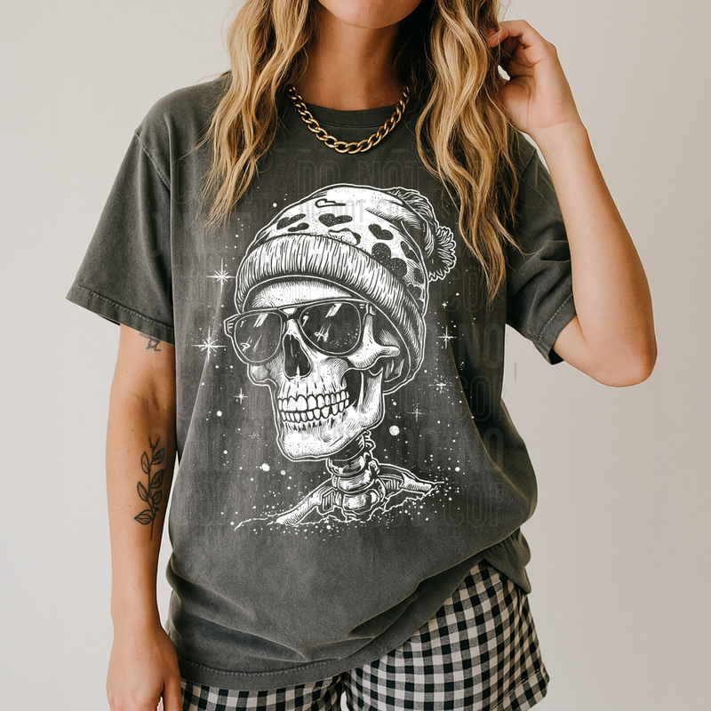 Skeleton Heart Splatter White DTF Transfer