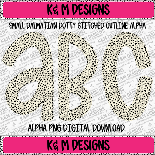 Small Dalmatian Dotty Stitched Outline Alpha PNG Set Digital Download