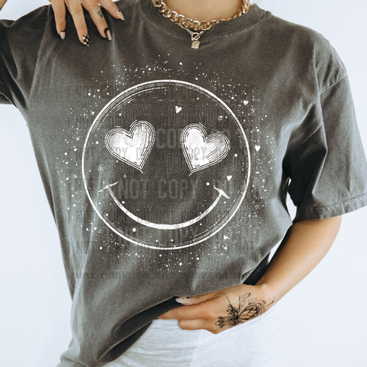 Heart Smile Splatter White DTF Transfer