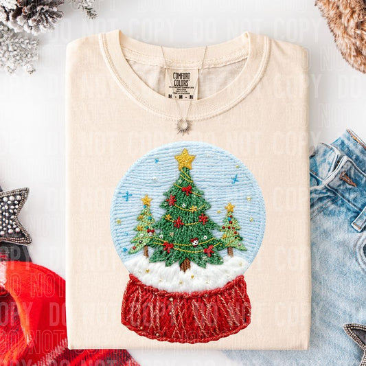 Snow Globe Yarn Faux DTF Transfer