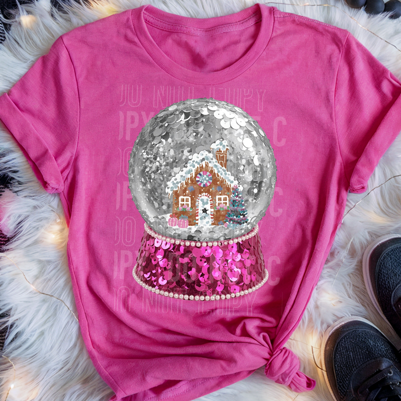 Snow Globe Sequined Faux DTF Transfer