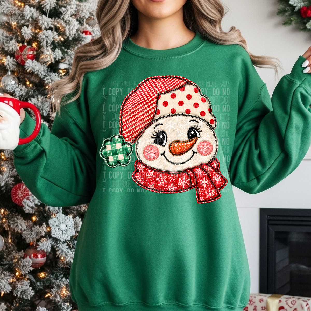 Snowman Faux Embroidery DTF Transfer