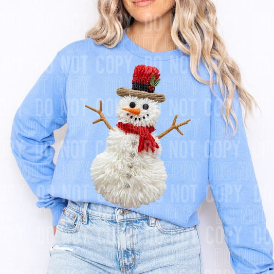 Snowman Yarn Faux DTF Transfer