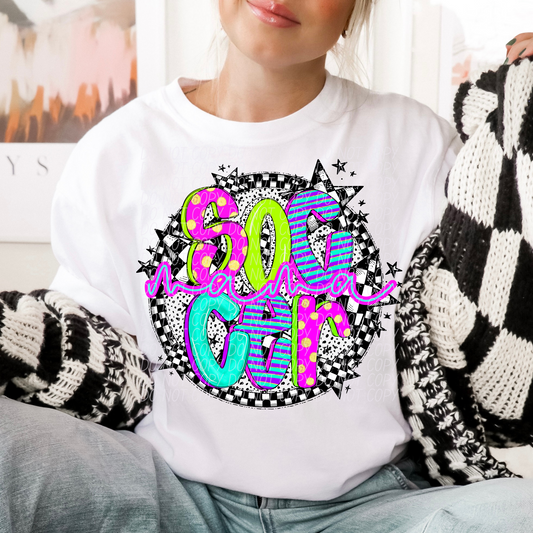 Soccer Mama Neon Checker DTF Transfer