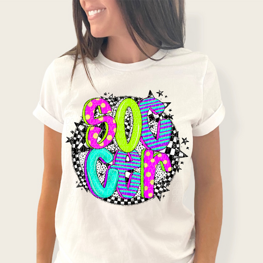 Soccer Neon Checker DTF Transfer