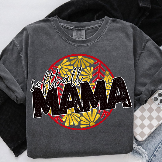 Softball Mama Floral DTF Transfer